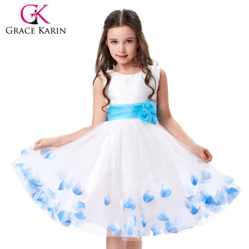 Grace Karin Sleeveless White Flower Girls Dress One Piece Birthday Party Dresses CL4607